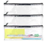 Kryzulax 3Pcs Clear Pencil Case for Exams,Transparent Pen Case,Waterproof PVC Pencil Pouch,Versatile Storage Bag for Stationery,Toiletries,Makeup,Travel & Office Supplies(12cmx32cm)