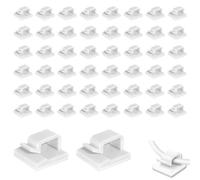 Kryzulax 50PCS Self Adhesive Cable Clips,Cable Clips,Sticky Wire Tidy Hooks,for Home and Office Outdoors Light Christmas Fairy Light(White)