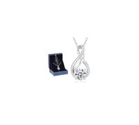 KRZ Infinity Moissanite Pendant for Women 925 Sterling Silver Gold Plated Birthday Gift for Wife Wedding Anniversary Jewelry for Her Christmas Valentine's Day Mother's Day, Sterling Silver, Moissanite