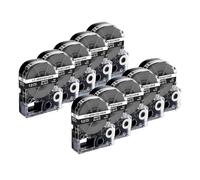 KRZkwA 10pcs 12mm SS12KW Label Tape Compatible With LW Series Label Printers Including LW-300 LW-400 LW-600P LW-700 LW-700P(White on Black)