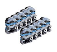 KRZkwA 10pcs 12mm SS12KW Label Tape Compatible With LW Series Label Printers Including LW-300 LW-400 LW-600P LW-700 LW-700P(Black on Blue)
