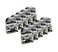 KRZkwA 10pcs 12mm SS12KW Label Tape Compatible With LW Series Label Printers Including LW-300 LW-400 LW-600P LW-700 LW-700P(Black on MattSilver)
