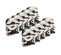 KRZkwA 10pcs 12mm SS12KW Label Tape Compatible With LW Series Label Printers Including LW-300 LW-400 LW-600P LW-700 LW-700P(Red on White)
