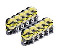 KRZkwA 10pcs 12mm SS12KW Label Tape Compatible With LW Series Label Printers Including LW-300 LW-400 LW-600P LW-700 LW-700P(Black on Yellow)