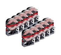 KRZkwA 10pcs 12mm SS12KW Label Tape Compatible With LW Series Label Printers Including LW-300 LW-400 LW-600P LW-700 LW-700P(Black on Red)