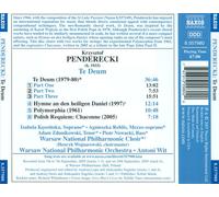 KRZYSZTOF PENDERECKI: TE DEUM NEW CD