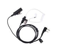 KS K-STORM Covert Acoustic Tube Walkie Talkie Earpiece Headset with Mic Compatible with 2 Pin Kenwood Two Way Radio, PU Material, Black