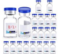 Ks-Tek 20pcs Sterile Empty Vial,Sample Vials with Self Healing Injection Port and Flip Off Cover,Borosilicate Injection Glass Bottle Individually Packing (Transparent, 2ml)