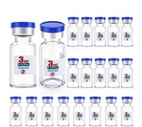 Ks-Tek 20pcs Sterile Empty Vial,Sample Vials with Self Healing Injection Port and Flip Off Cover,Borosilicate Injection Glass Bottle Individually Packing (Transparent, 3 ml)
