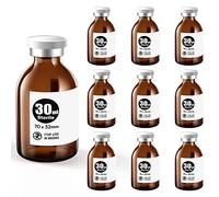 Ks-Tek Sterile Empty Vials with Self Healing Injection Port,with Aluminum Plastic Cap,Sterile Package (30ml Amber,10)
