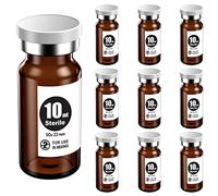 Ks-Tek Sterile Empty Vials with Self Healing Injection Port,with Flip Off Aluminum Cap,Sterile Package (10ml Amber,10)