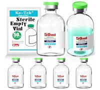 Ks-Tek Sterile Empty Vials with Self Healing Injection Port,with Flip Off Aluminum Cap,Sterile Package (50ml,6)