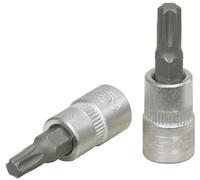 KS Tools '1/4 Inch TX Bit Socket T25 without Bore, Matt Chrome-Plated on Hanger