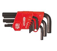 KS TOOLS - 151.3211 - Set of 9 Short Burnished Male Wrenches - 6x6 Points - Practical and Easy to use Repair kit, Black/Red
