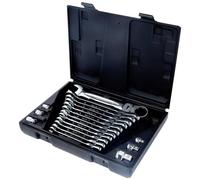 KS Tools 503.4868 Gear+ Flex Head Comb Spanner Set (18 Pieces) 8-19mm+ Adaptors