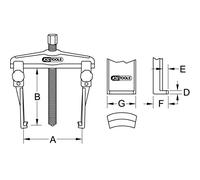 KS Tools 620.0046 Quick Adjustment Universal 2 arm Puller Set with Extremely Narrow Legs, 25-130 mm