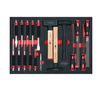 KS Tools 7110018 SCS File/Chisel and Hammer Set, 18 Pieces in 1/1 system insert