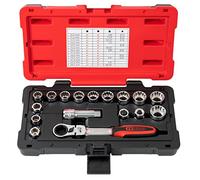 KS Tools 922.4040 Through Socket Set 3/8 Inch + 1/2 Inch 10 to 24 mm TRIPLEPLUS Range Male Drive 19 mm Satin Chrome Finish 17 Pieces