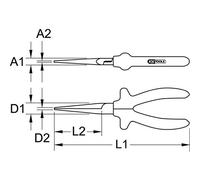 KS Tools Classic 1000V 160mm Flat Plier Long Jaw
