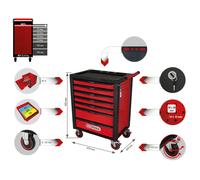 KS Tools Racingline Black/Red Tool Trolley with 7 Drawers - 826.0007