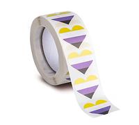 KS2018 Nonbinary Heart Stickers for LGBTQ Pride Parades and Events Rainbow Flag Heart Shaped Stickers on a Roll (1 Roll - 500 Stickers)