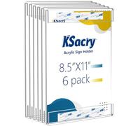 KSacry 6 Pcs Acrylic Sign Holder 8.5 x 11, Vertical Wall Mount Sign Holders with 3M Adhesive, Clear Plastic Frames Paper Display Sign Holders for Office, Home, Store, Restaurant - No Drilling