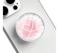 Ksadiye Clear Phone Grip with Expanding Kickstand,Cell Smartphones Collapsible Stand Pink White Heart Design for Phone