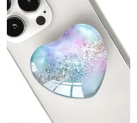 Ksadiye Expandiing Moblile Cell Phone Grip Heart Shape Glass Holder for Smartphones, Cellphone Collapsible Stand（ Sliver Purple