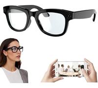 Ksaipx Smart AI Glasses with 5MP Camera & Open-Ear Audio - Bluetooth 5.3, GPT Integration, Blue Light Filter | Hands-Free Control, EIS Stabilization (Transparent)