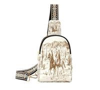 Ksajwzf American Wild West Desert Cowboys Small Sling Bag,Fanny Packs Crossbody Bags Gifts for Women, Fashion Waist Packs Chest Bag Purse for Women