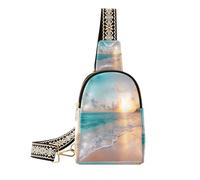 Ksajwzf Blue Sky Sand Sun Small Sling Bag,Fanny Packs Crossbody Bags Gifts for Women, Fashion Waist Packs Chest Bag Purse for Women Ocean Beach