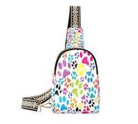 Ksajwzf Colorful Dog Paw Print Small Sling Bag,Fanny Packs Crossbody Bags Gifts for Women, Fashion Waist Packs Chest Bag Purse for Women