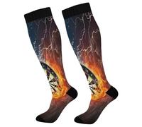 Ksajwzf Compression Socks for Men and Women Darts Board Knee High Socks Support Darts Board for Athletic Sport Running Hiking Fitness