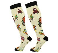Ksajwzf Compression Socks for Men and Women Funny Cars Knee High Socks Support Colorful Car for Athletic Sport Running Hiking Fitness