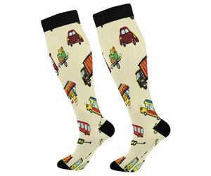 Ksajwzf Compression Socks for Men and Women Funny Cars Knee High Socks Support Colorful Car for Athletic Sport Running Hiking Fitness