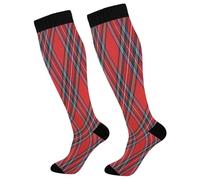 Ksajwzf Compression Socks for Men and Women Royal Stewart Tartan Plaid Knee High Socks Support Red Balck Check for Athletic Sport Running Hiking Fitness