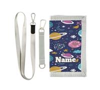 Ksajwzf Custom Personalized Kids Wallets for Boys Girls,Space Planets Stars Kids Trifold Wallet for Boys, Galaxy Universe Novelty Wallet for Childrens Toddler, Coin Case Card Pocket Money Organizer