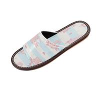 Ksajwzf Cute Pink Axolotl Slippers for Women Men, White Blue Striped Summer Womens Open Toe Travel House Slippers