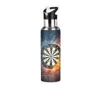 Ksajwzf Darts Board Insulated Water Bottle Stainless Steel Kids Sport Thermos Jug with Straw Lid Darts Board Water Flask Leakproof Thermos Bottle for Bike Running Walking Outdoor 20 Oz