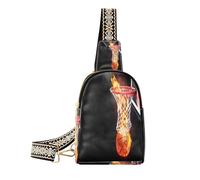 Ksajwzf Flaming Basketball Court Small Sling Bag,Fanny Packs Crossbody Bags Gifts for Women, Fashion Waist Packs Chest Bag Purse for Women