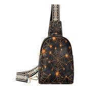 Ksajwzf Halloween Spider Black Small Sling Bag,Fanny Packs Crossbody Bags Gifts for Women, Fashion Waist Packs Chest Bag Purse for Women