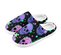 Ksajwzf Human Skulls Stars Slippers for Women Men, Day Of The Dead Skull Womens House Slippers Indoor Slipper Socks House Shoes Bedroom Travel Shoe