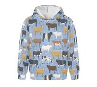 Ksajwzf Kids Hoodies for Boys Girls Bulls Cows Farm Animal,Pullover Hooded Toddler Sweatshirt Long Sleeve Children's Hoodie Beef Buffalo Multi