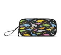 Ksajwzf Large Capacity Pencil Case Cartoon Dinosaur Pattern 3 Compartment Pen Box Pouch Holder Organizer Stationery Bag for School Girl Boy Teen
