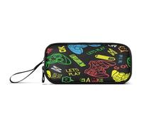 Ksajwzf Large Capacity Pencil Case Colorful Video Game 3 Compartment Pen Box Pouch Holder Organizer Stationery Bag for School Girl Boy Teen