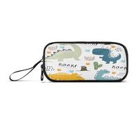 Ksajwzf Large Capacity Pencil Case Cute Dinosaur 3 Compartment Pen Box Pouch Holder Organizer Stationery Bag for School Girl Boy Teen