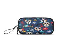 Ksajwzf Large Capacity Pencil Case Day of The Dead 3 Compartment Pen Box Pouch Holder Organizer Stationery Bag for School Girl Boy Teen