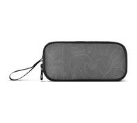 Ksajwzf Large Capacity Pencil Case Grey Topographic Contour 3 Compartment Pen Box Pouch Holder Organizer Stationery Bag for School Girl Boy Teen