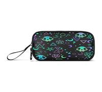 Ksajwzf Large Capacity Pencil Case Magic Symbols Skulls 3 Compartment Pen Box Pouch Holder Organizer Stationery Bag for School Girl Boy Teen