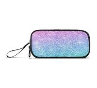 Ksajwzf Large Capacity Pencil Case Multicolor Teal Glitter 3 Compartment Pen Box Pouch Holder Organizer Stationery Bag for School Girl Boy Teen